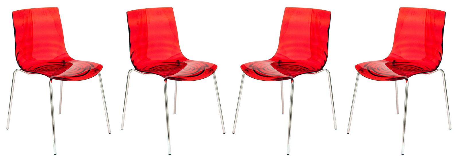 LeisureMod Astor Water Ripple Design Dining Chair Set of 4