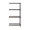 Ergode 4 Wire Shelving Addon Kit For 4 Shelf Starter Unit, 18 Inch  W X 72 Inch  L X 54 Inch  H  Black