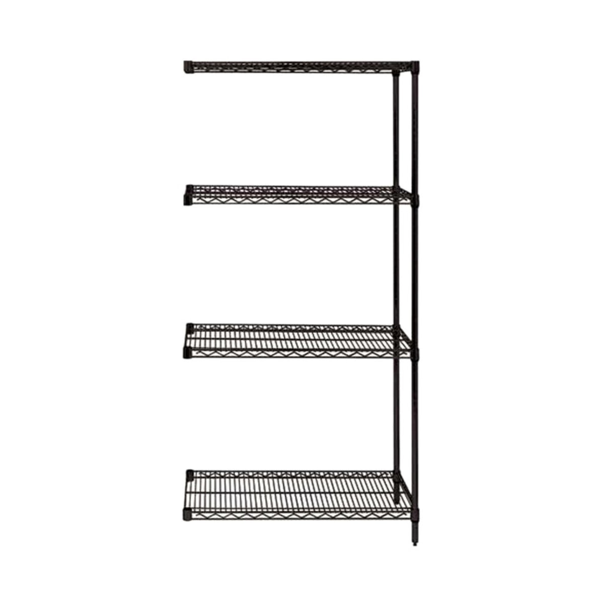 Ergode 4 Wire Shelving Addon Kit For 4 Shelf Starter Unit, 18 Inch  W X 72 Inch  L X 54 Inch  H  Black