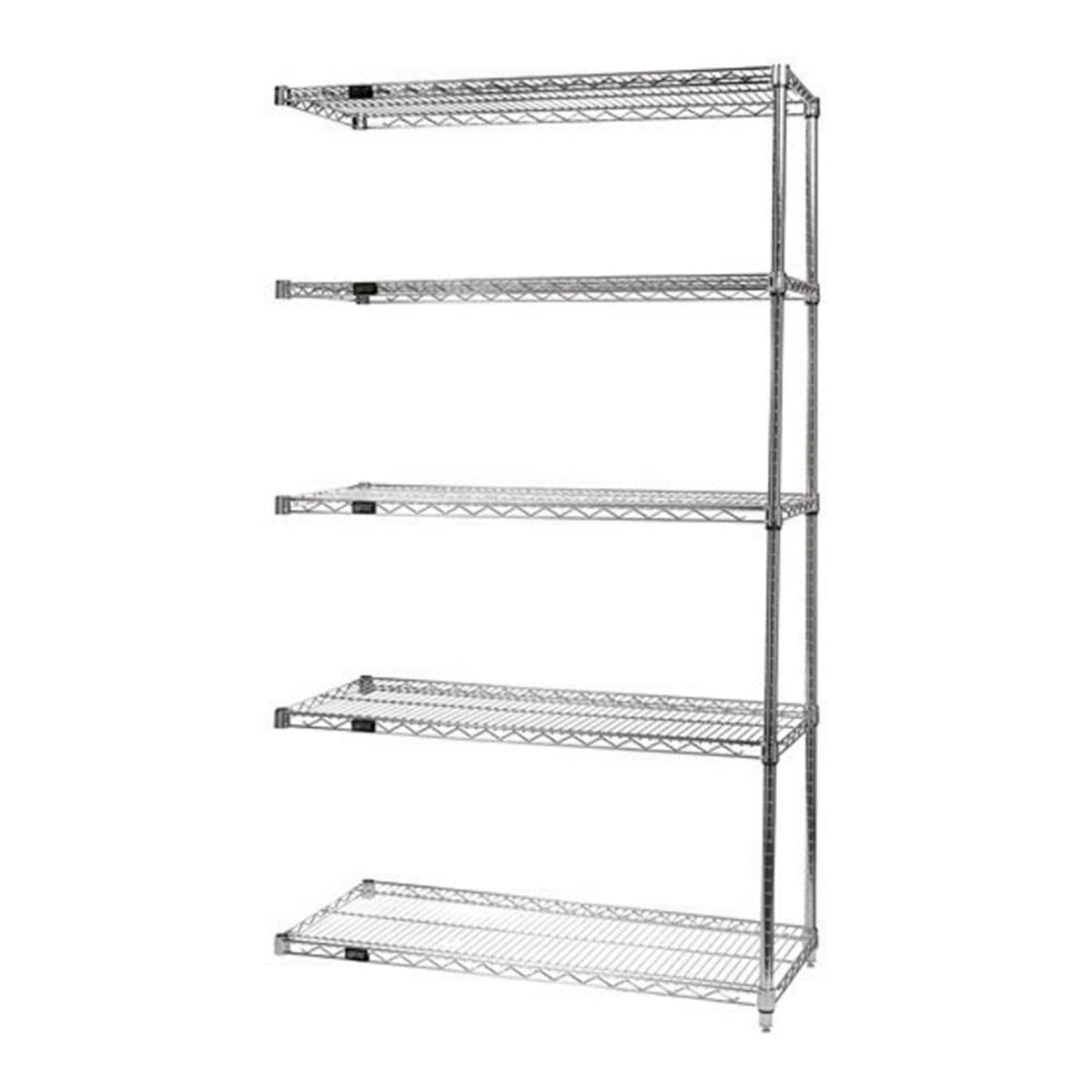 Quantum Ad631448S5 Wire Shelving Addon Kit, 48W X 14D X 63H, 600 Lbs Capacity, Stainless, Stainless, Nsf
