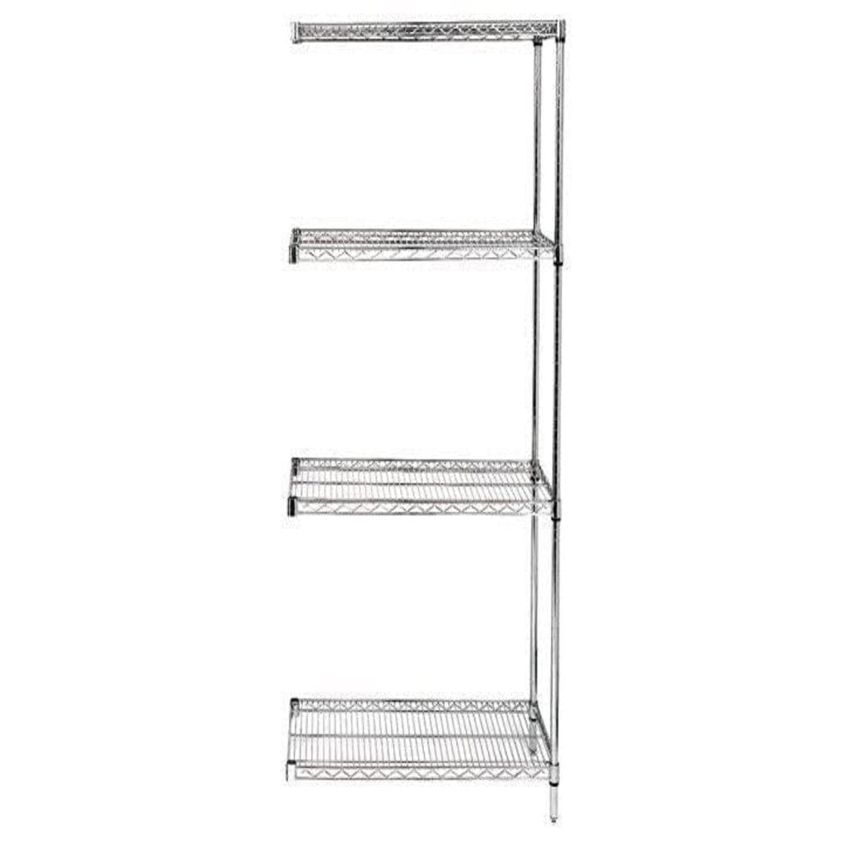Quantum Ad631460S Wire Shelving Addon Kit, 60 Inch W X 14 Inch D X 63 Inch H, 600 Lbs Capacity, Stainless, Stainless, Nsf