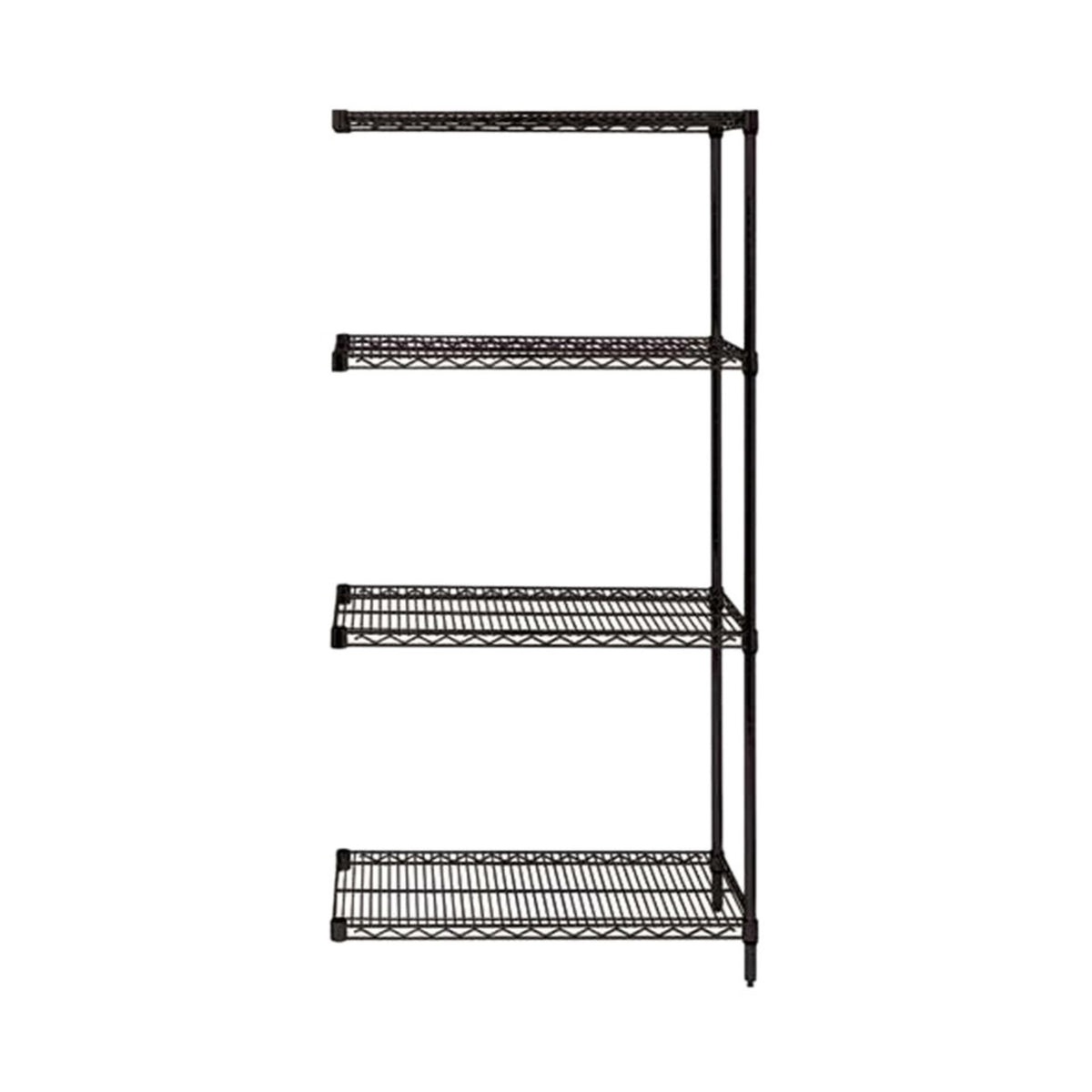 Ergode 4 Wire Shelving Addon Kit For 4 Shelf Starter Unit, 18 Inch  W X 24 Inch  L X 63 Inch  H  Black