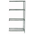 Quantum Ad632436P Wire Shelving Addon Kit, 36W X 24D X 63H, 600 Lbs Capacity, Carbon Steel, Epoxy Coated, Green, Nsf
