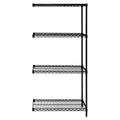 Quantum Storage Systems Ad632448Bk Addon Kit For 63 Inch  High 4Tier Wire Shelving Unit, Black Finish, 24 Inch  Width X 48 Inch  Length X 63