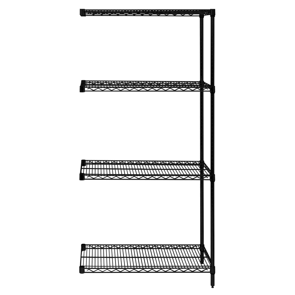 Quantum Storage Systems Ad632448Bk Addon Kit For 63 Inch  High 4Tier Wire Shelving Unit, Black Finish, 24 Inch  Width X 48 Inch  Length X 63