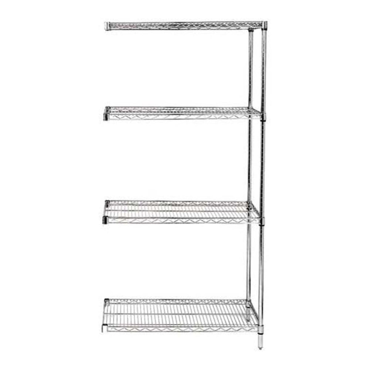 Quantum Storage Systems Ad632448C Addon Kit For 63 Inch  High 4Tier Wire Shelving Unit, Chrome Finish, 24 Inch  Width X 48 Inch  Length X 63
