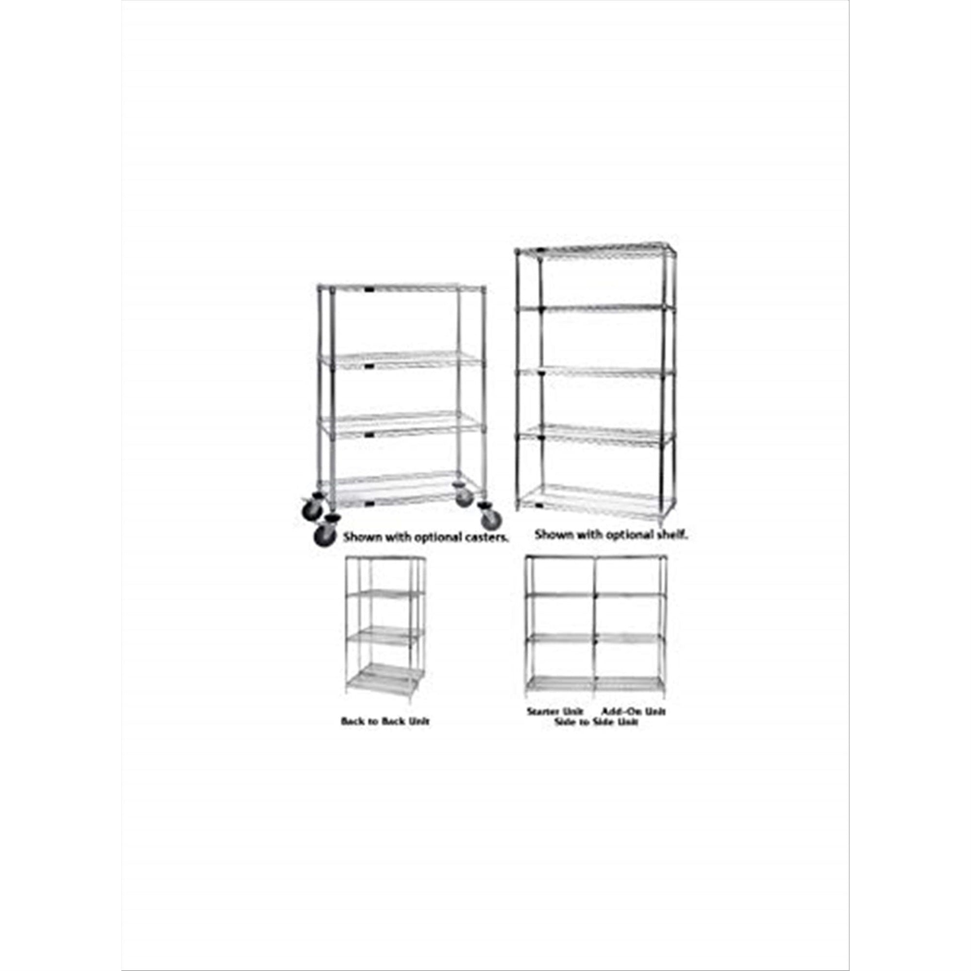 Quantum Storage Systems AD74-1236C Add-On Kit for 74 High 4-Tier Wire Shelving Unit, Chrome Finish, 12 Width x 36 Length x 74 He