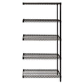 Quantum Ad742436Bk5 Wire Shelving Addon Kit, 36 Inch W X 24 Inch D X 74 Inch H, 600 Lbs Capacity, Carbon Steel, Epoxy Coated, Black, Nsf