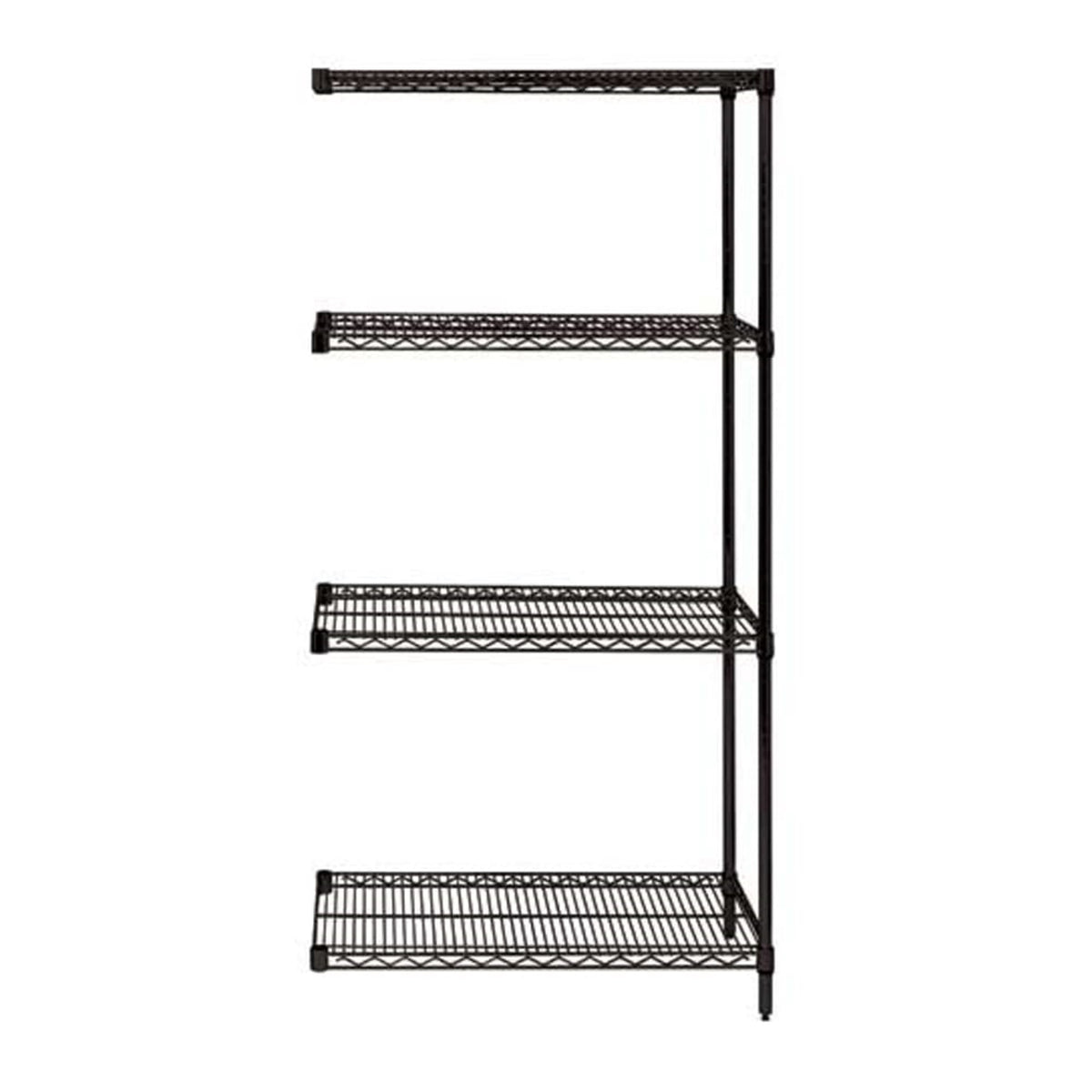 Quantum Storage Systems Ad742436Bk Addon Kit For 63 Inch  High 4Tier Wire Shelving Unit, Black Finish, 24 Inch  Width X 36 Inch  Length X 63