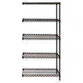 Quantum Ad742448Bk5 Wire Shelving Addon Kit, 48W X 24D X 74H, 600 Lbs Capacity, Carbon Steel, Epoxy Coated, Black, Nsf