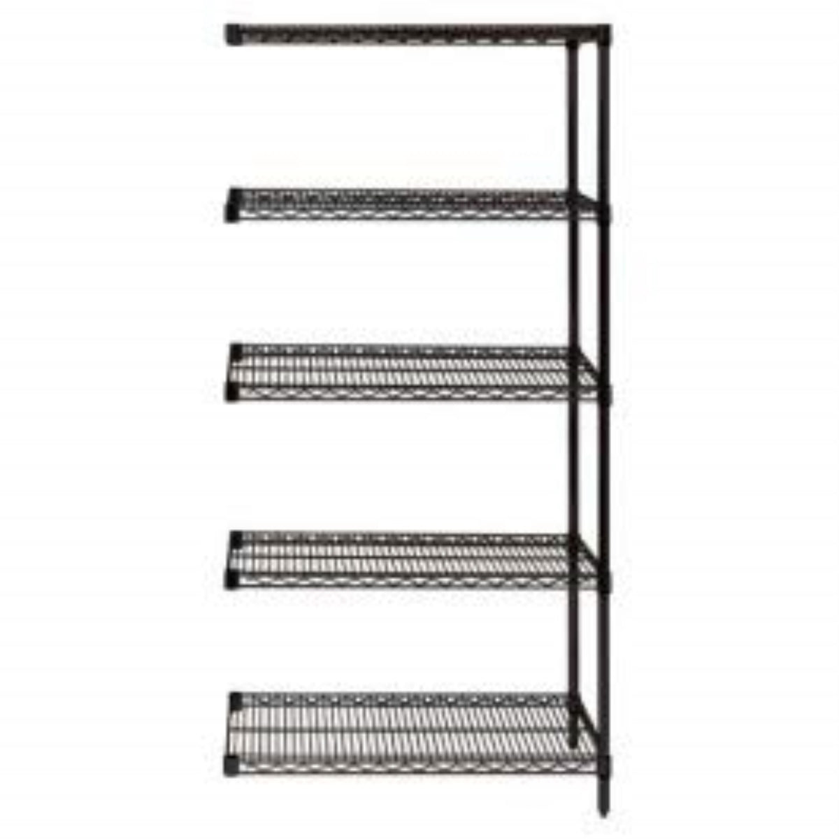 Quantum Ad742448Bk5 Wire Shelving Addon Kit, 48W X 24D X 74H, 600 Lbs Capacity, Carbon Steel, Epoxy Coated, Black, Nsf