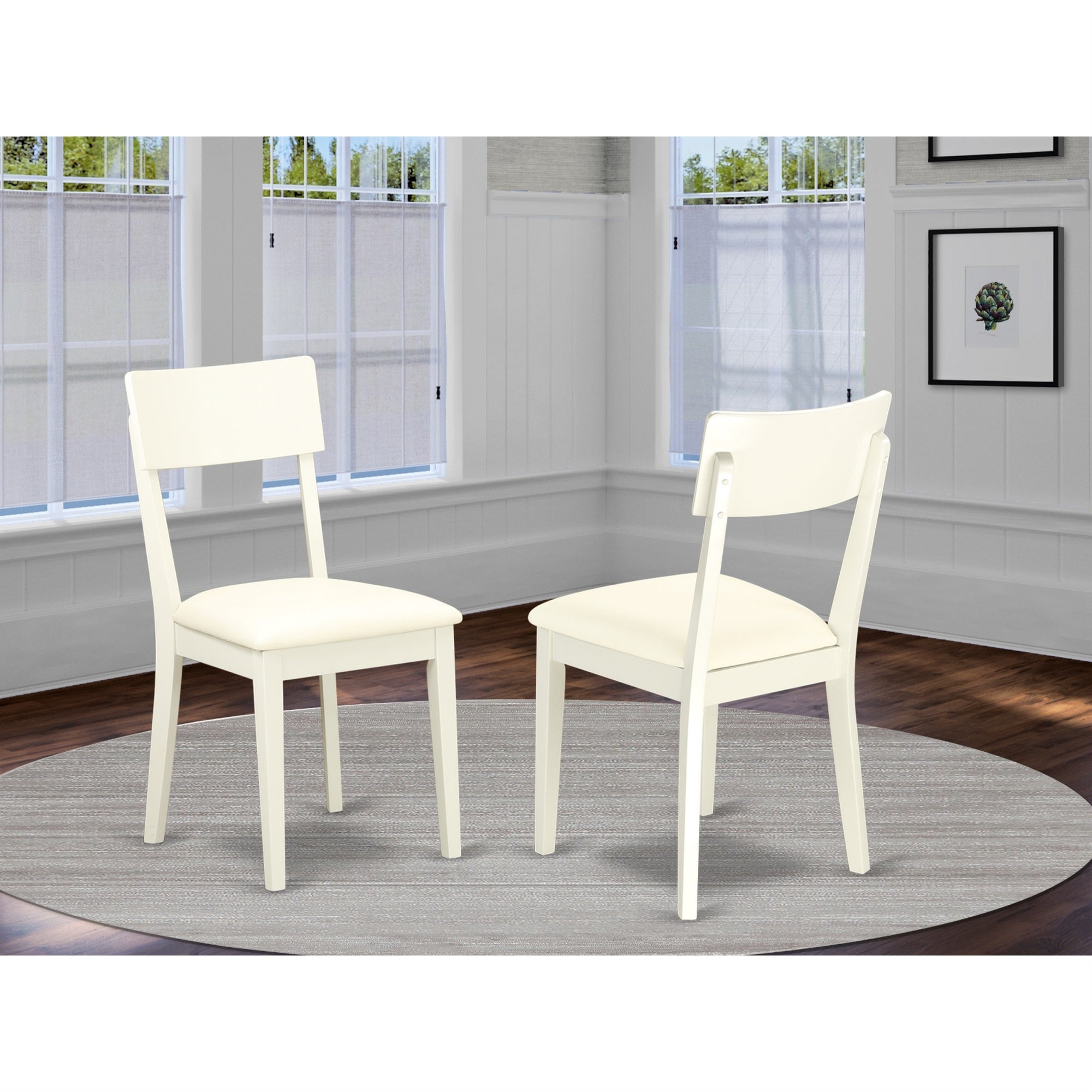 East West Furniture Adc-Lwh-Lc Andi Dining Chairs - Faux Leather Upholstered Dinette Chairs, Set Of 2, Linen White