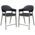 Adele Set of Two Counter Height Chairs in Black Leatherette w/ Brushed Stainless Steel Leg by Diamond Sofa