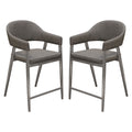 Adele Set of Two Counter Height Chairs in Grey Leatherette w/ Brushed Stainless Steel Leg by Diamond Sofa