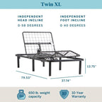 Twin XL Size Electric Head Foot Adjustable Bed Base with Remote