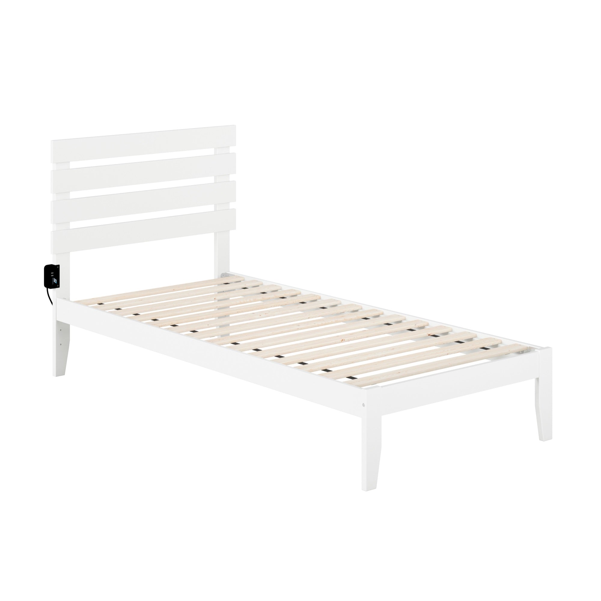 Oxford Twin Extra Long Bed with USB Turbo Charger in White