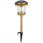 4 Pack - Gold Outdoor Solar LED Light Set - Weather-Resistant Path Yard Lighting