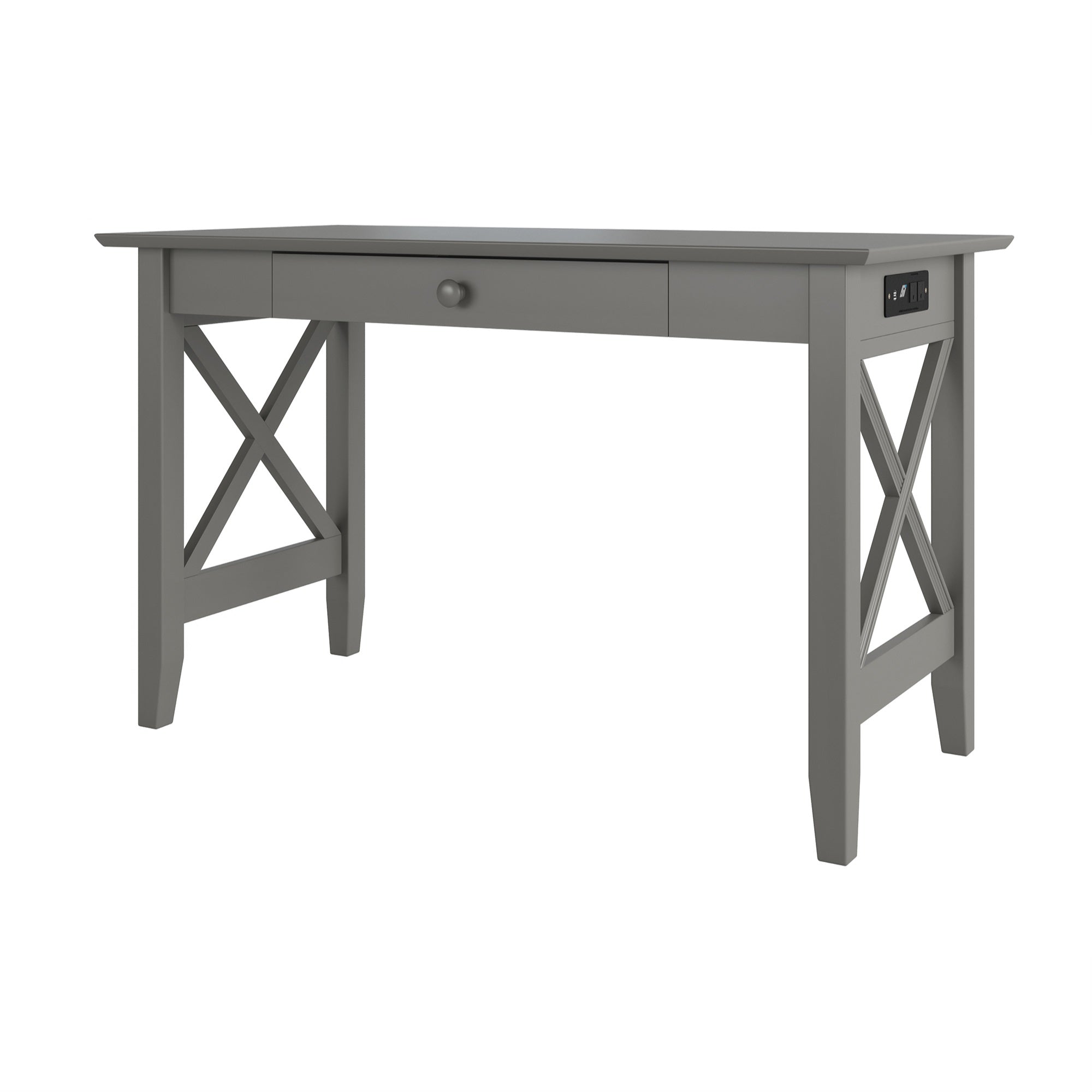 Lexi Desk with Drawer and Charger Grey