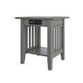 Mission End Table with Charger Grey