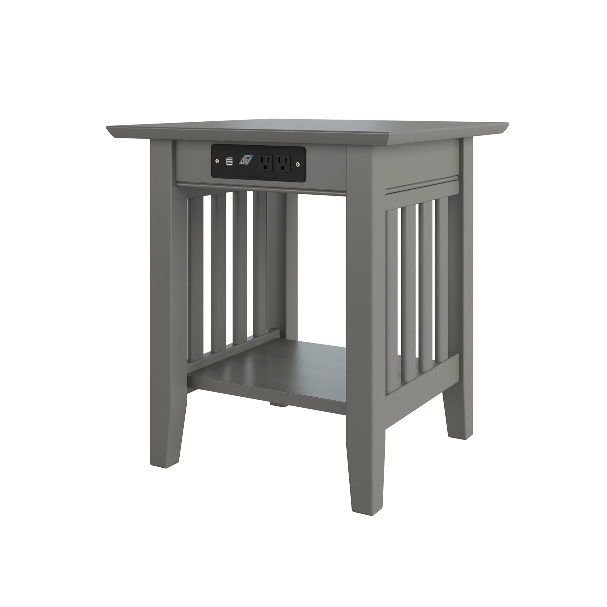 Mission End Table with Charger Grey