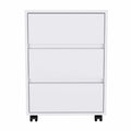 TUHOME Artemisa 3 Drawer Filing Cabinet, Three Drawers, Four Caster Wheels, Countertop, White, For Office