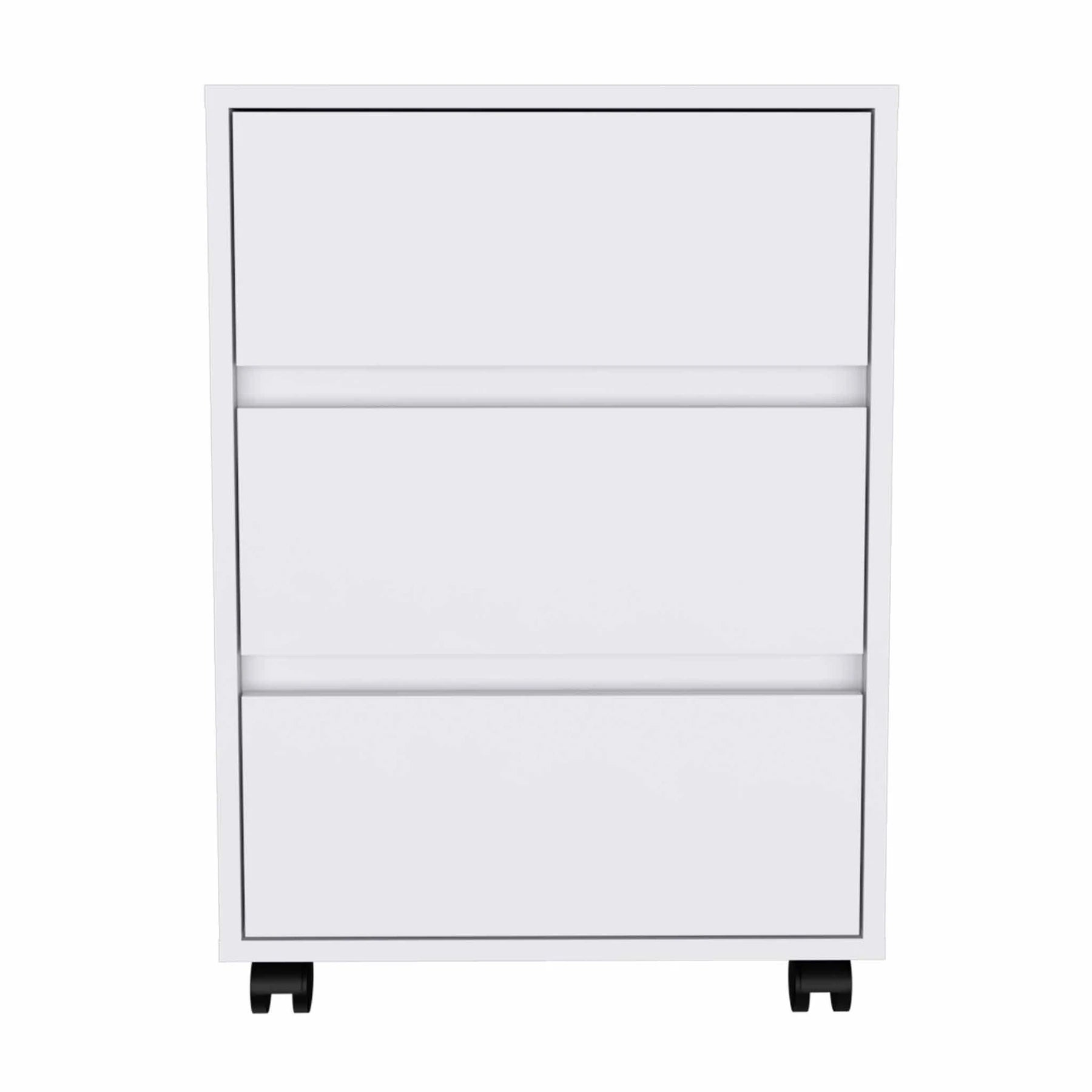 TUHOME Artemisa 3 Drawer Filing Cabinet, Three Drawers, Four Caster Wheels, Countertop, White, For Office