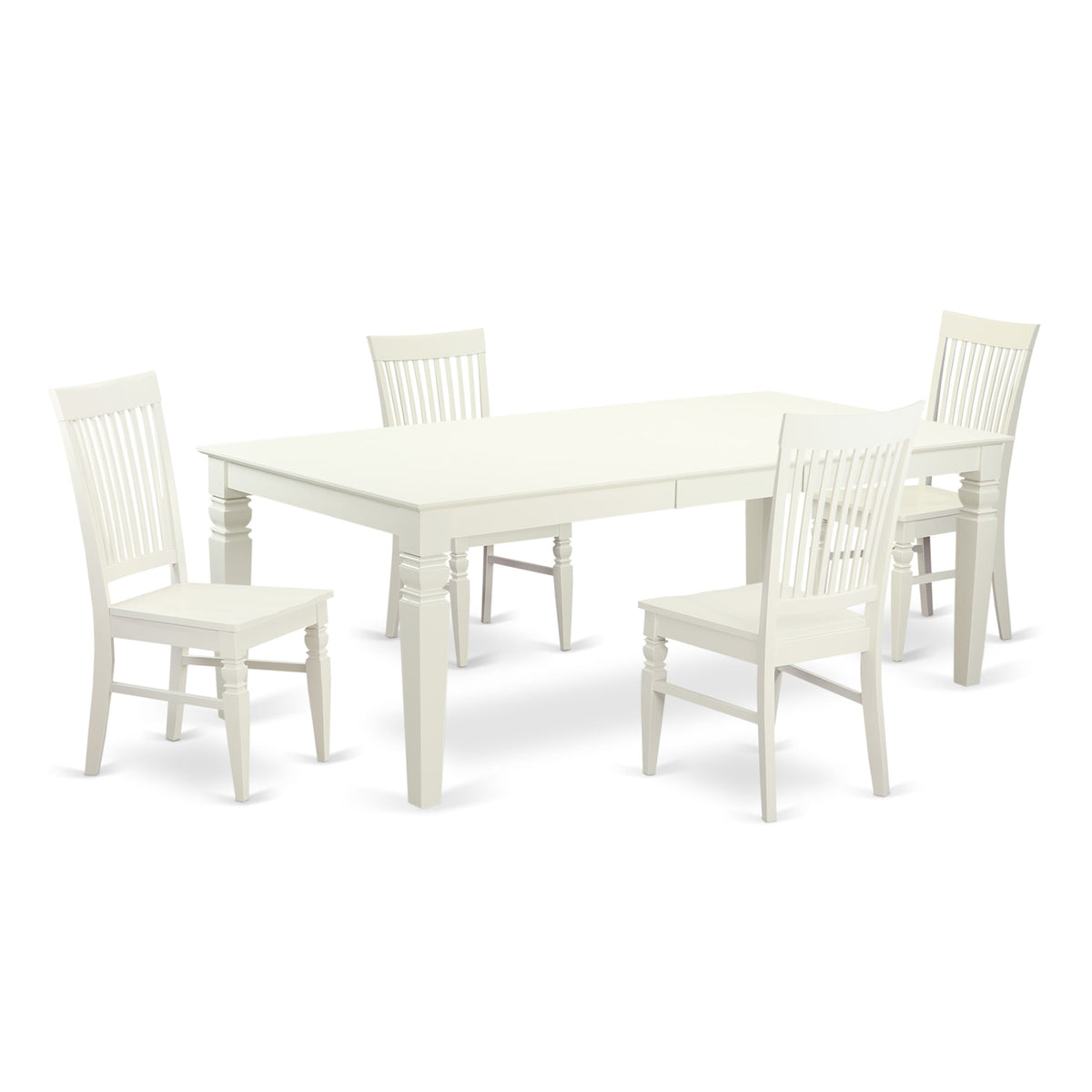 LGWE5-LWH-W 5 PC Dining room set with a Dining Table and 4 Dining Chairs in Linen White