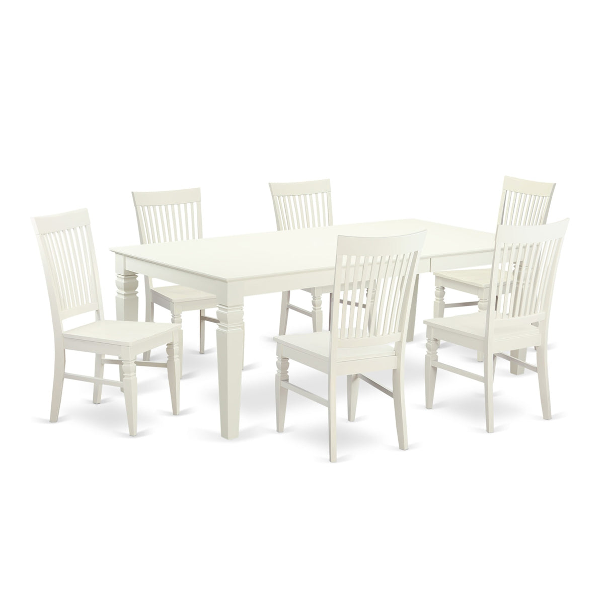 LGWE7-LWH-W 7 PC Dining room set with a Table and 6 Dining Chairs in Linen White