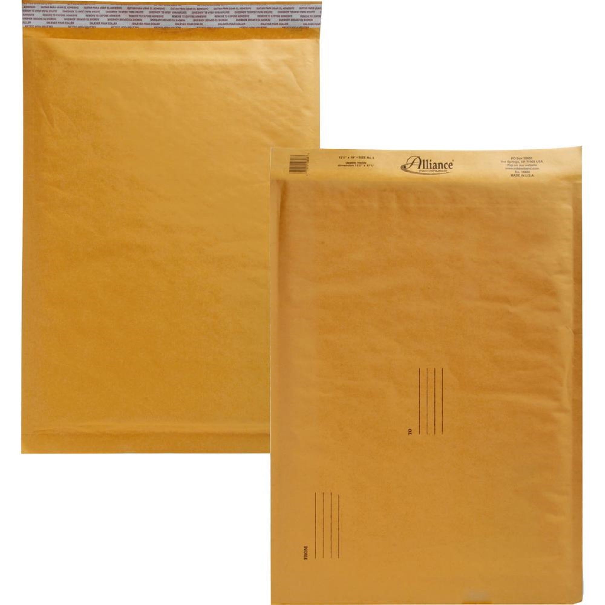 Alliance Rubber Kraft Bubble Mailers - Bubble - #6 - 12 1/2 Width X 19 Length - Peel & Seal - Paper - 25 / Carton - Kraft