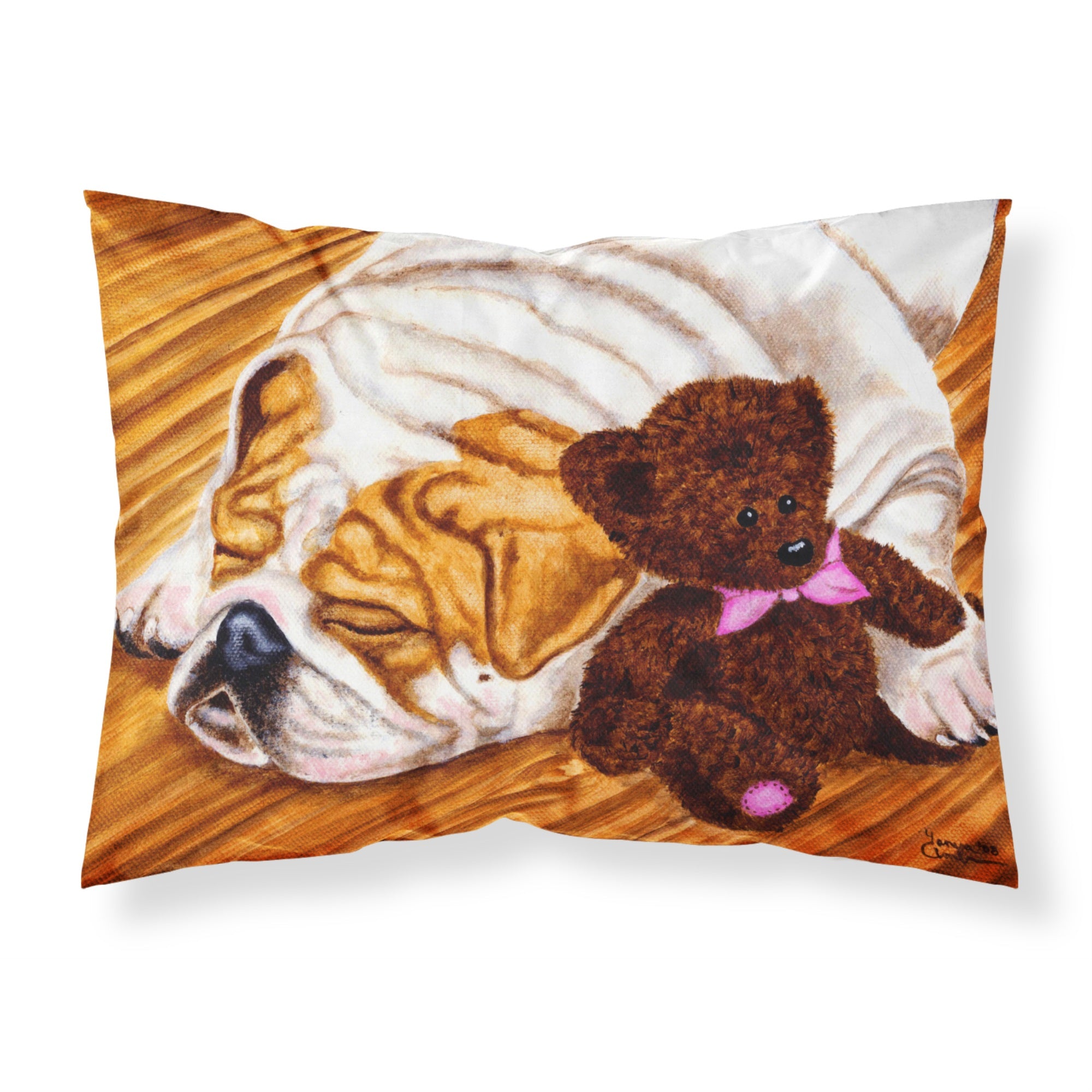 'Caroline'S Treasures English Bulldog And Teddy Bear Fabric Standard Pillowcase Amb1003Pillowcase, Multicolor'