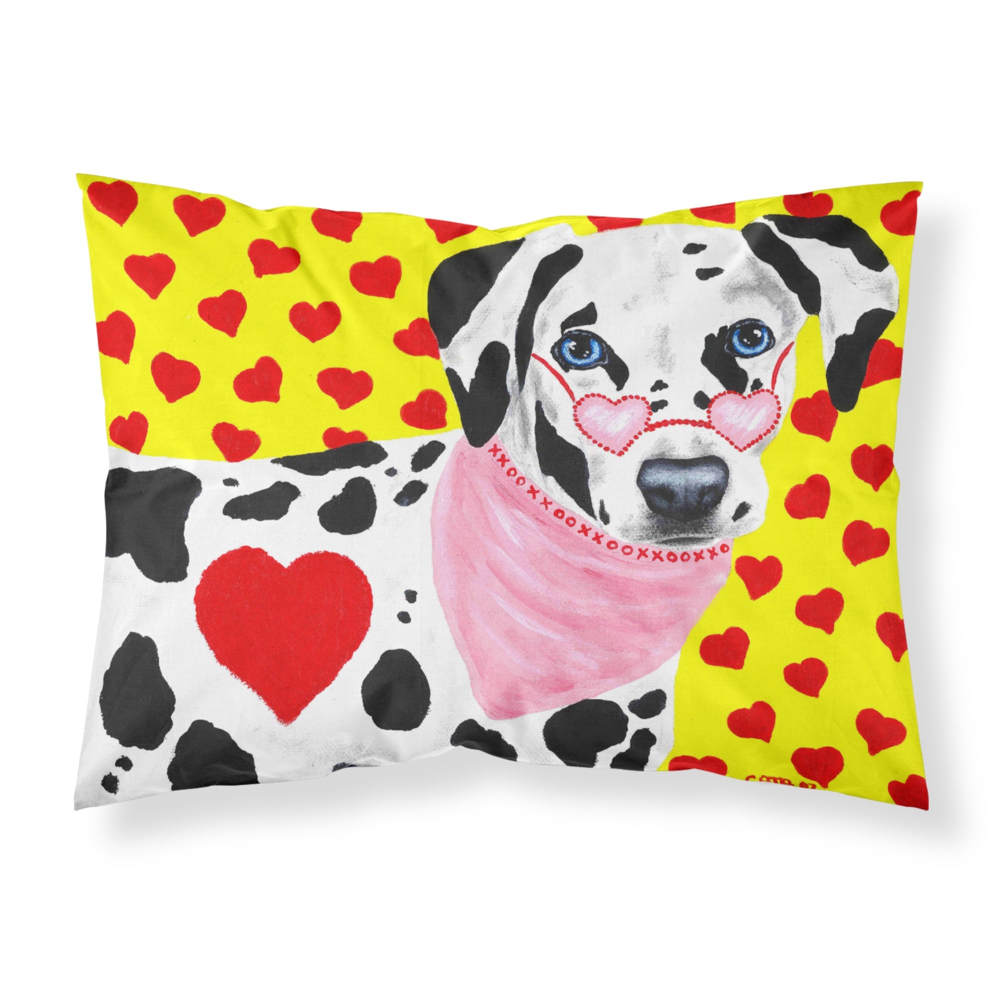'Caroline'S Treasures Hearts And Dalmatian Fabric Standard Pillowcase Amb1116Pillowcase, Multicolor'