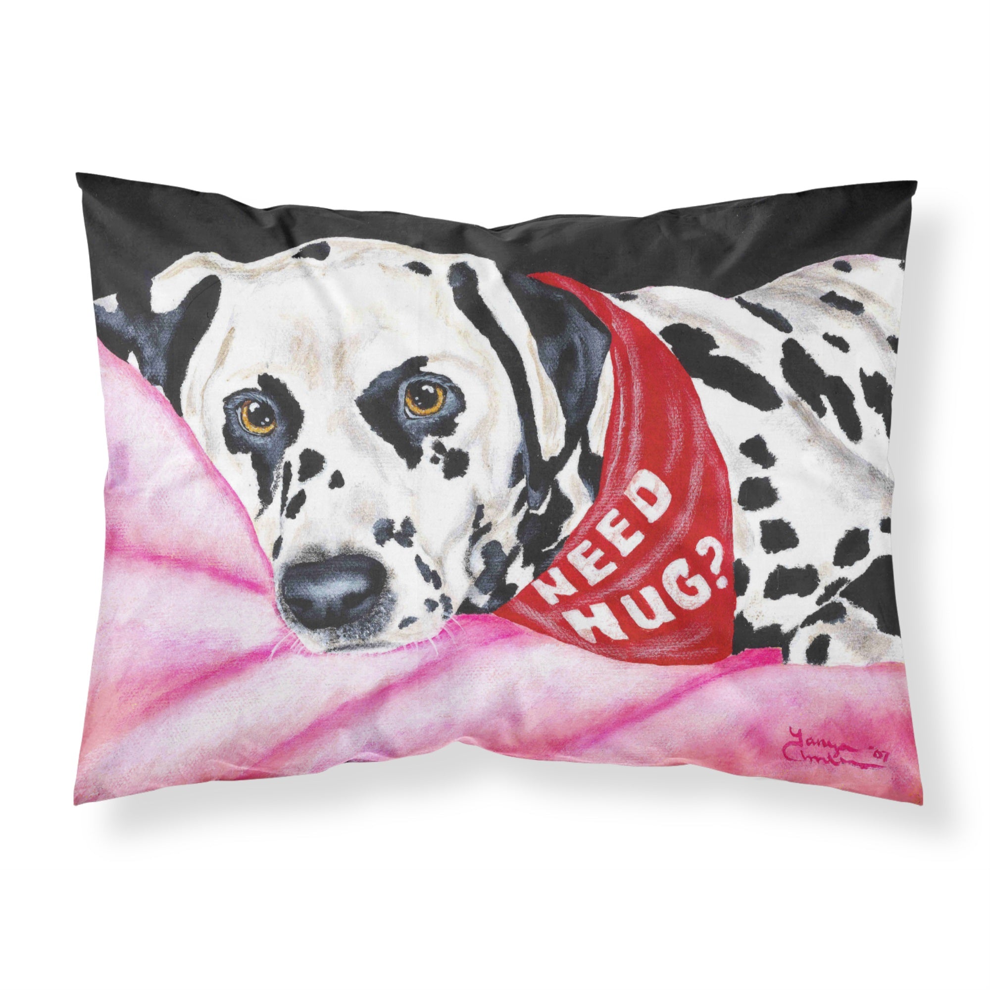 'Caroline'S Treasures ''Need A Hug Dalmatian'' Printed, Polyester Envelope Closure Pillowcase, Standard, Multicolor'