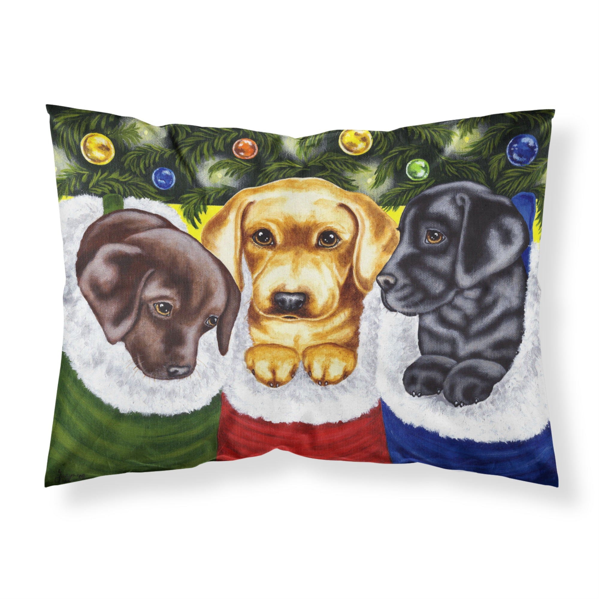 'Caroline'S Treasures Christmas Stocking Surprise Labrador Fabric Standard Pillowcase Amb1315Pillowcase, Multicolor'