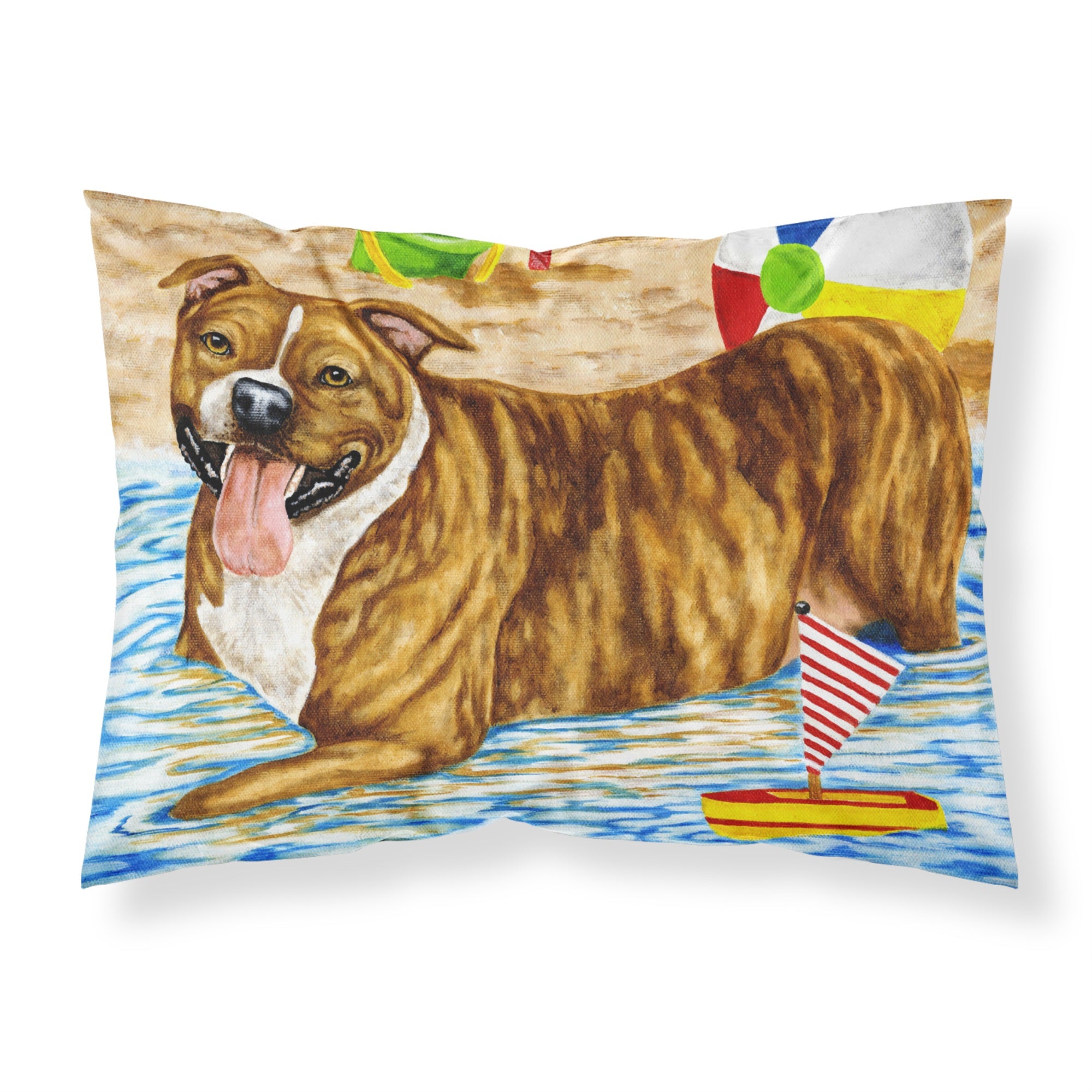 'Caroline'S Treasures Beach Bum Staffie Fabric Standard Pillowcase Amb1338Pillowcase, Multicolor'