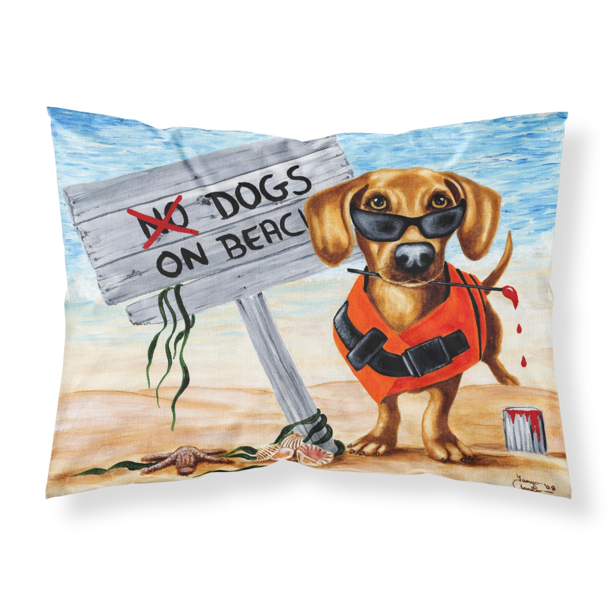 'Caroline'S Treasures The Dog Beach Dachshund Fabric Standard Pillowcase Amb1341Pillowcase, Multicolor'