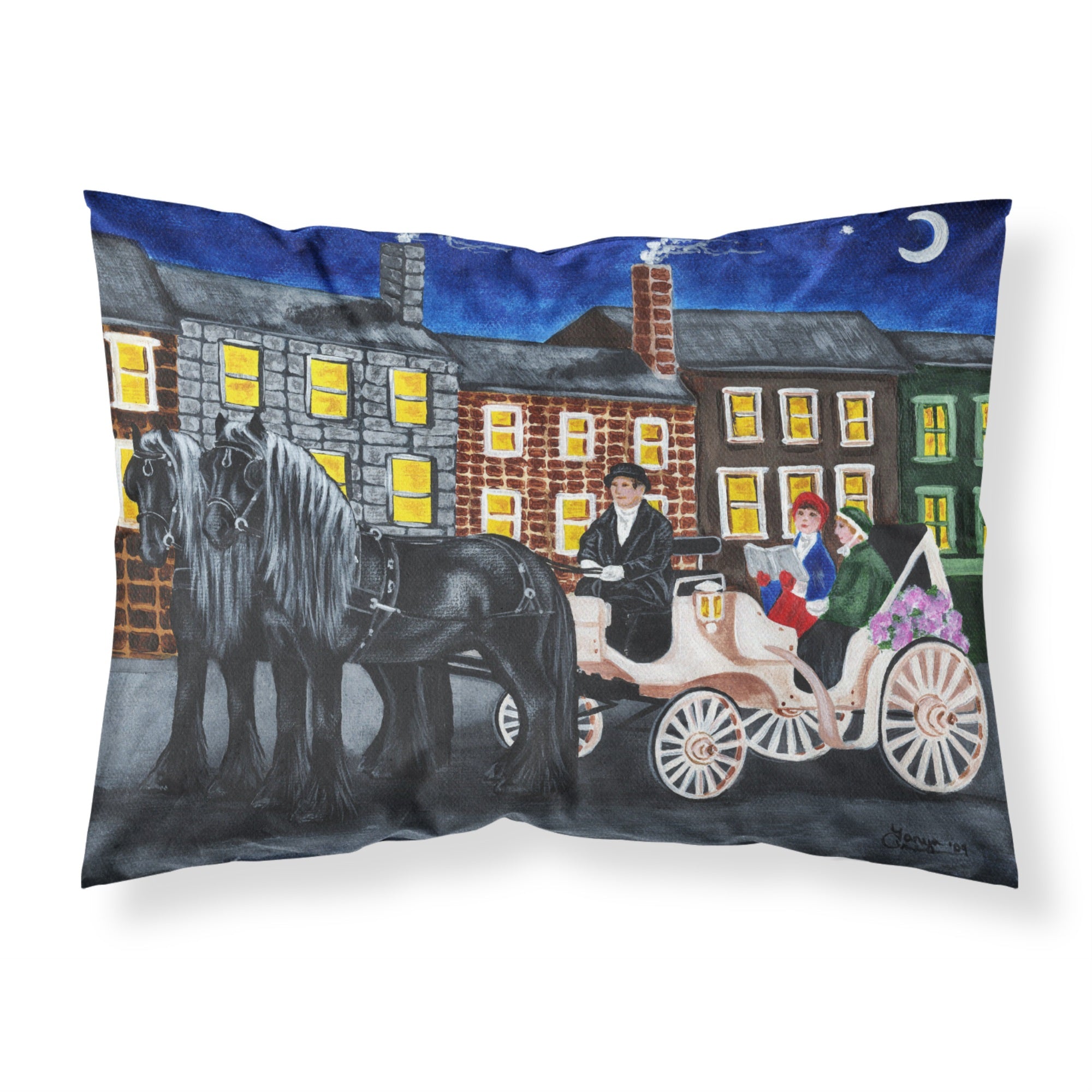 'Caroline'S Treasures City Carriage Ride Horse Fabric Standard Pillowcase Amb1409Pillowcase, Multicolor'