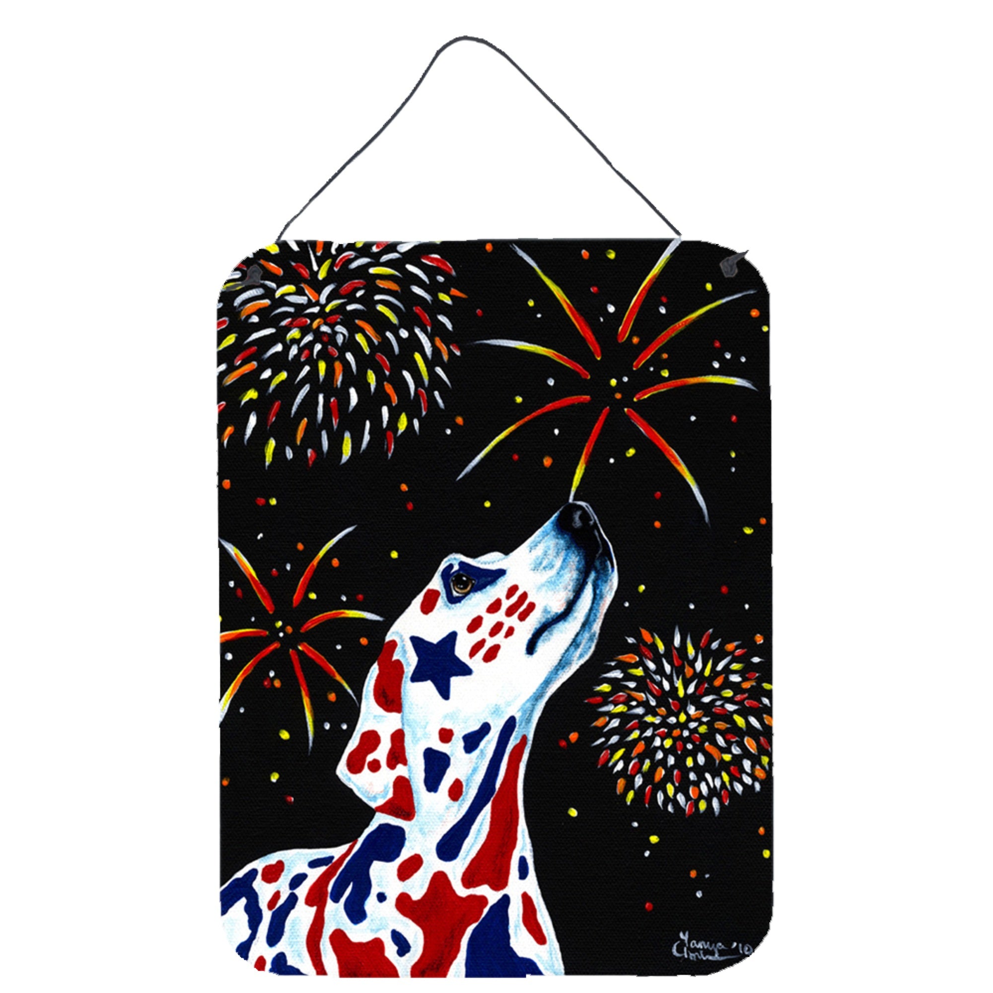 Carolines Treasures For our Heros Fireworks Patriotic Dalmatian Wall or Door Hanging Prints AMB1451DS1216 16HX12W Multicolor