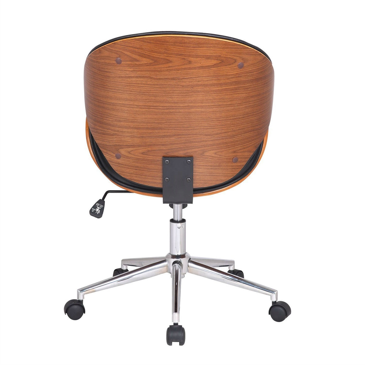 Modern Classic Walnut / Black Faux Leather Office Chair with Curved Seat
