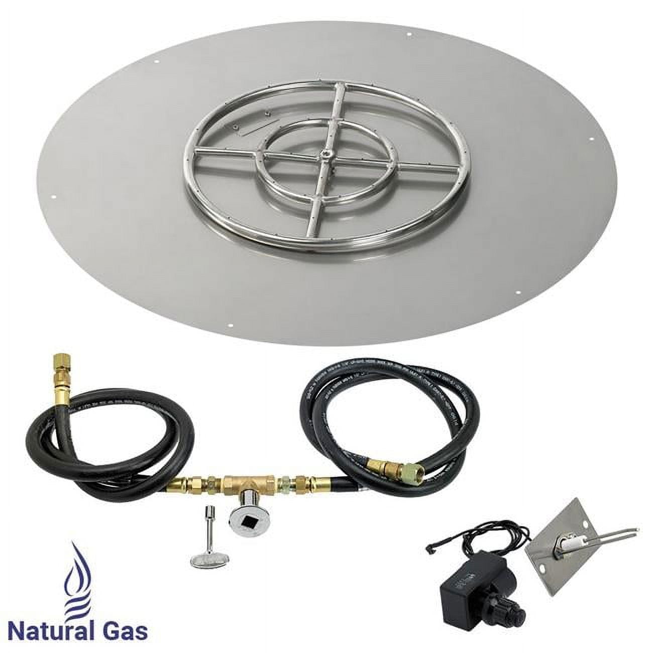 American Fireglass Ss-Rfpkit-N-36 36 In Round Stainless Steel Flat Pan With Spark Ignition Kit - Natural Gas