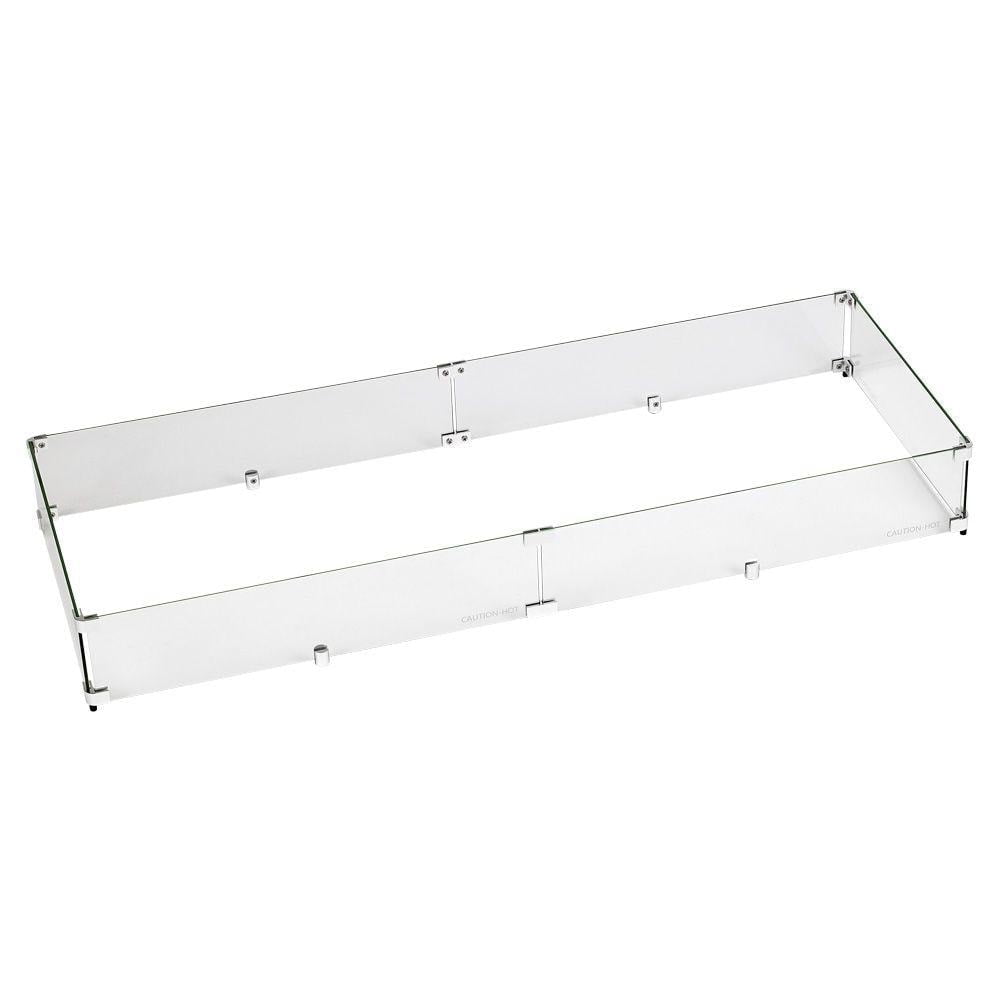 American Fireglass Fg-Afpp-48 48 X 14 In Tempered Glass Flame Guard For Drop-In Fire Pit Pan