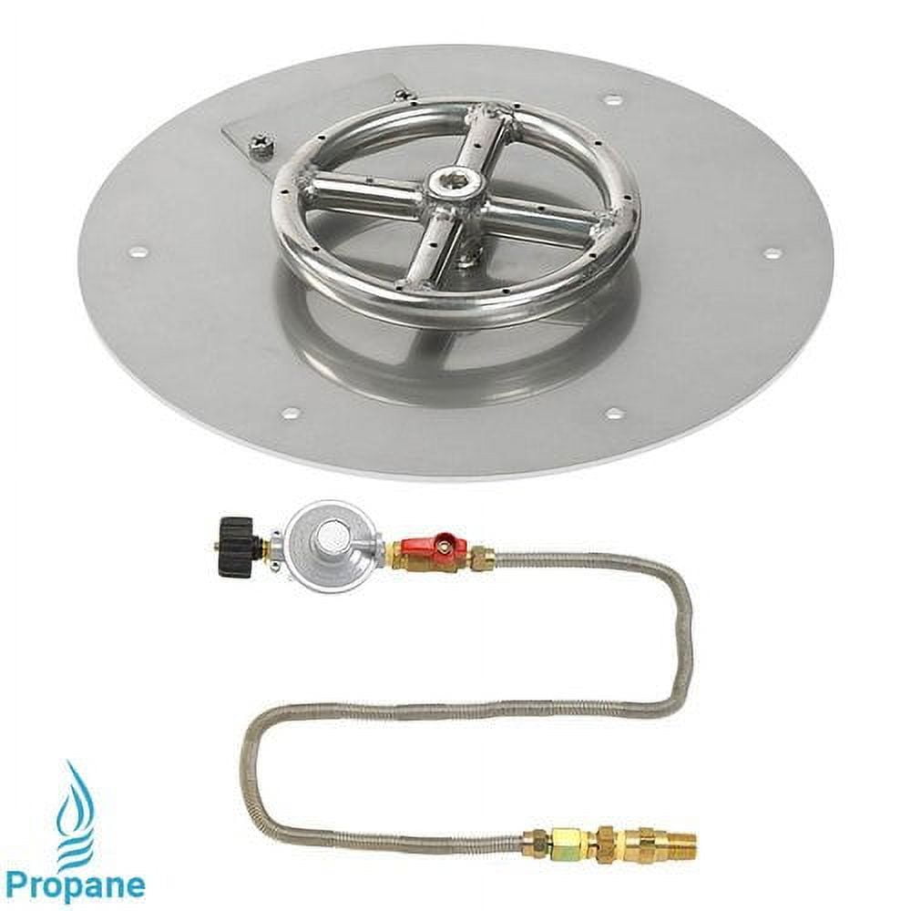 American Fireglass Ss-Rfpmkit-P-12 12 In Round Stainless Steel Flat Pan With Match Light Kit - Propane