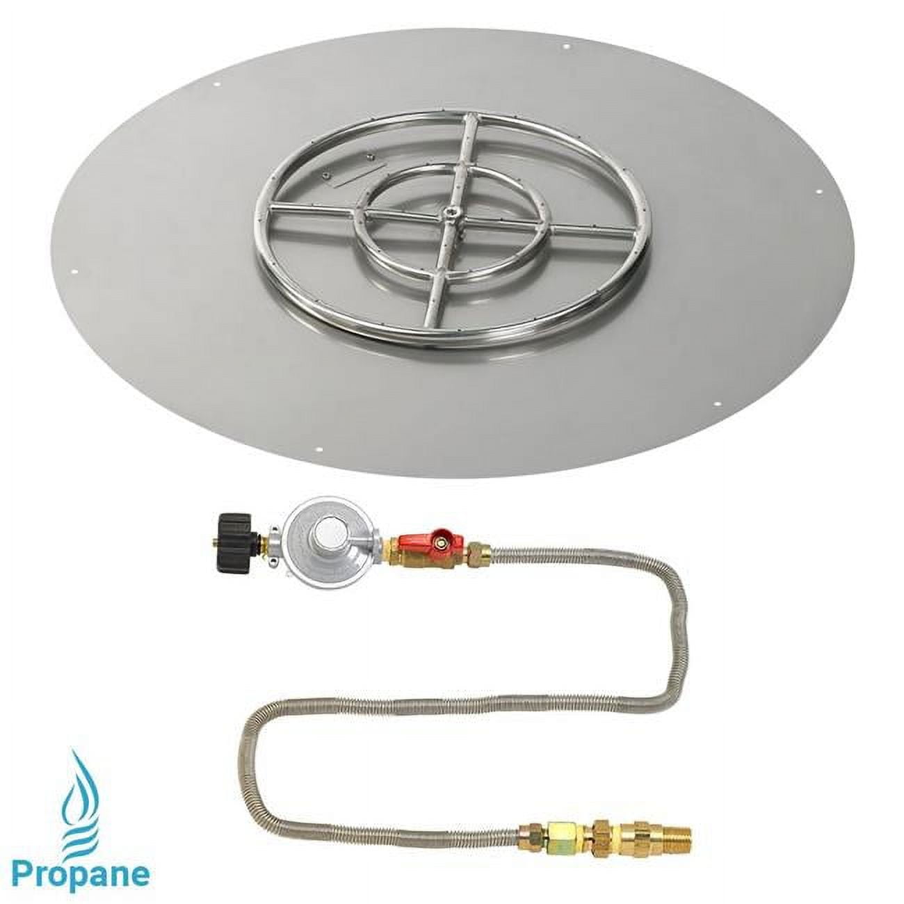 American Fireglass Ss-Rfpmkit-P-36 36 In. Round Stainless Steel Flat Pan With Match Light Kit - Propane