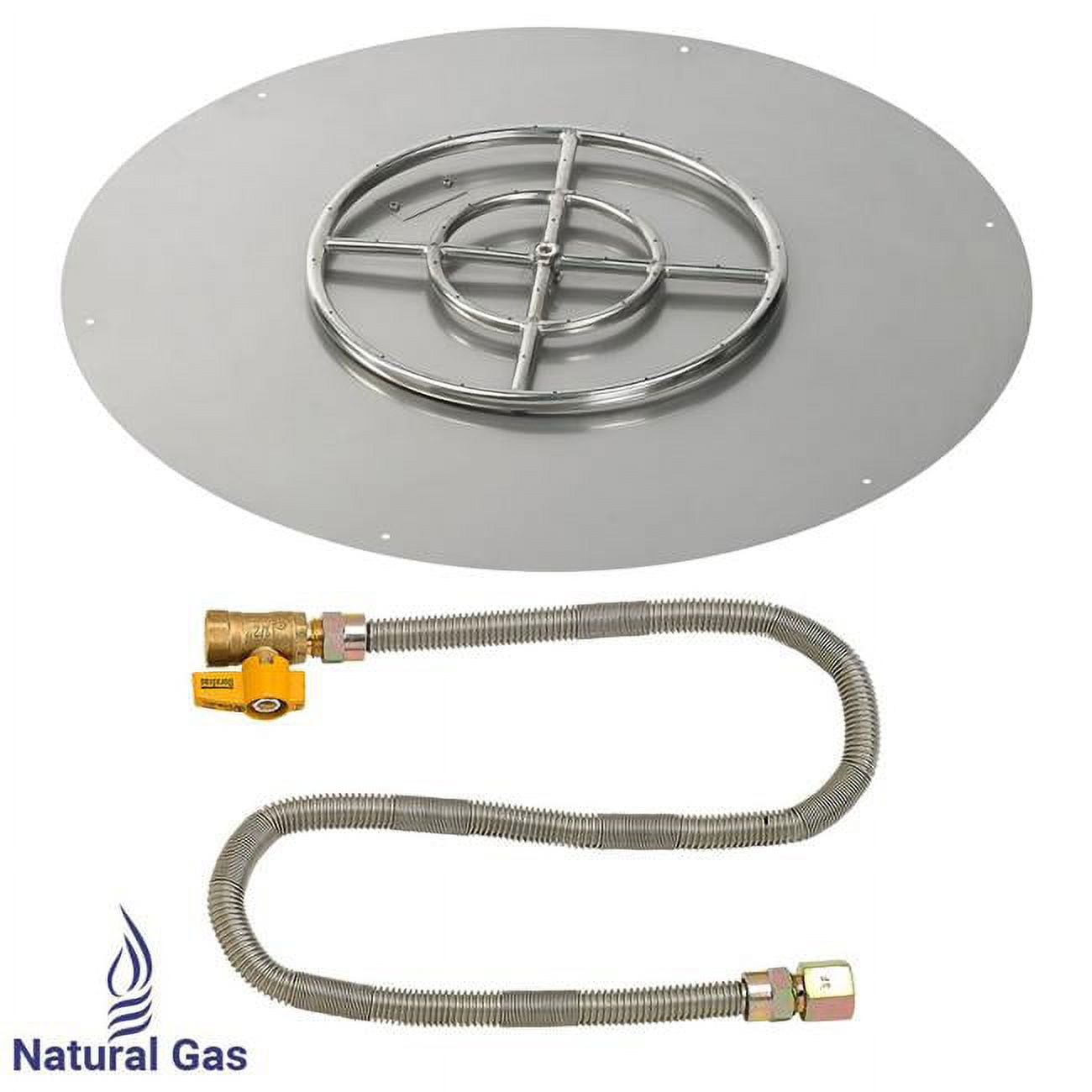 American Fireglass Ss-Rfpmkit-N-36 36 In Round Stainless Steel Flat Pan With Match Light Kit - Natural Gas