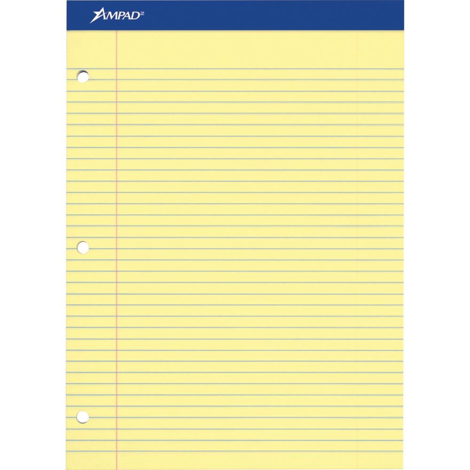 Ampad Double Sheet Writing Pad - 100 Sheets - 0.28 Ruled - 15 Lb Basis Weight - Letter - 8 1/2 X 118.5 X 11.8 - Canary Yellow Pa