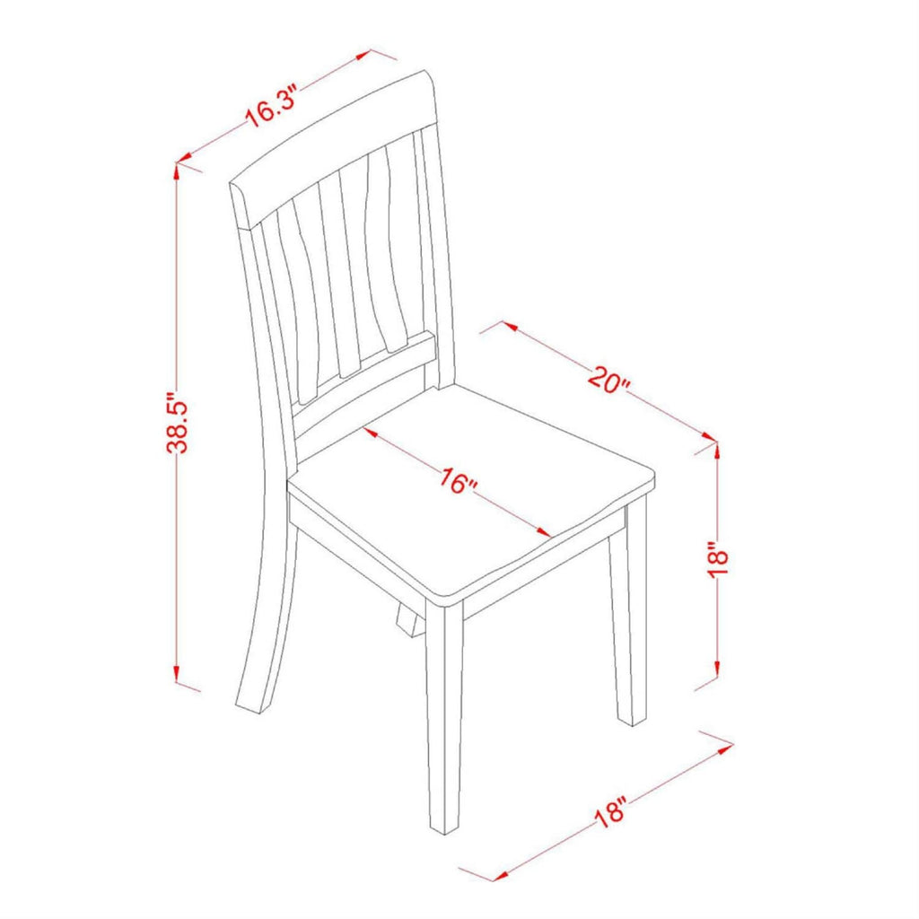 East West Furniture ANC-BLK-W Antique Kitchen Dining Chairs - Slat Back Wooden Seat Chairs, Set of 2, Black & Cherry