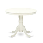 East West Furniture ANGR5-LWH-W 5 Piece Dining Table Set for 4 Includes a Round Kitchen Table with Pedestal and 4 Dining Room Chairs, 36x36 Inch, Linen White