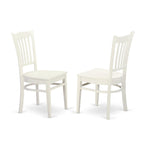 East West Furniture ANGR5-LWH-W 5 Piece Dining Table Set for 4 Includes a Round Kitchen Table with Pedestal and 4 Dining Room Chairs, 36x36 Inch, Linen White