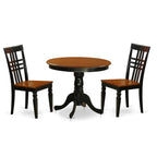 East West Furniture ANLG3-BCH-W 3 Piece Dining Room Table Set Contains a Round Kitchen Table with Pedestal and 2 Dining Chairs, 36x36 Inch, Black & Cherry