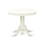 East West Furniture ANLG3-LWH-W 3 Piece Dining Table Set for Small Spaces Contains a Round Kitchen Table with Pedestal and 2 Dining Chairs, 36x36 Inch, Linen White