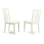 East West Furniture ANLG3-LWH-W 3 Piece Dining Table Set for Small Spaces Contains a Round Kitchen Table with Pedestal and 2 Dining Chairs, 36x36 Inch, Linen White
